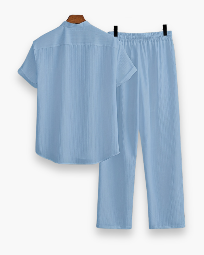 Herren Sommer Zweiteiler mit Kurzarmhemd & Hose | Lässig & Leicht