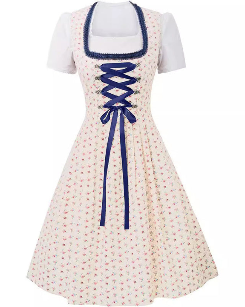 Damen Blumenmuster Dirndlkleid | Midi Festlich