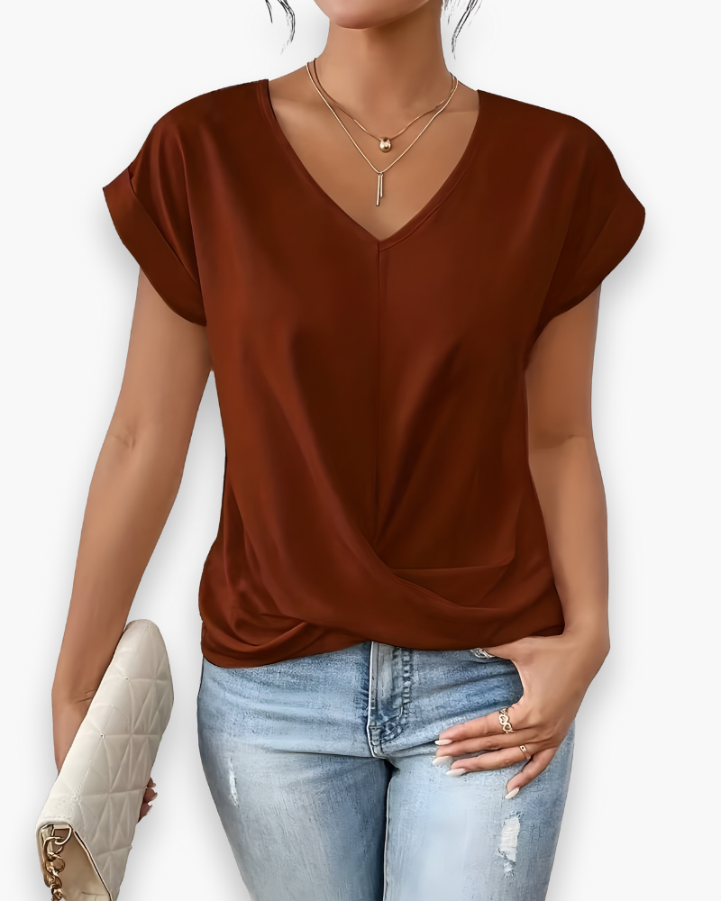Damen Elegantes Twist Front Top | V-Ausschnitt