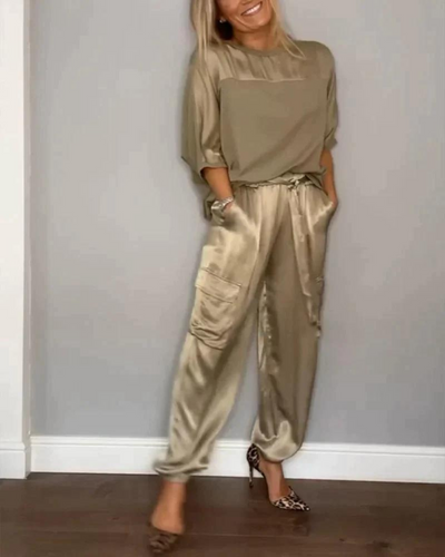Elisa™ - Set mit halben Ärmeln aus Satin