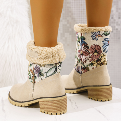 Rutschfeste Stiefel für Damen mit Blumenmuster