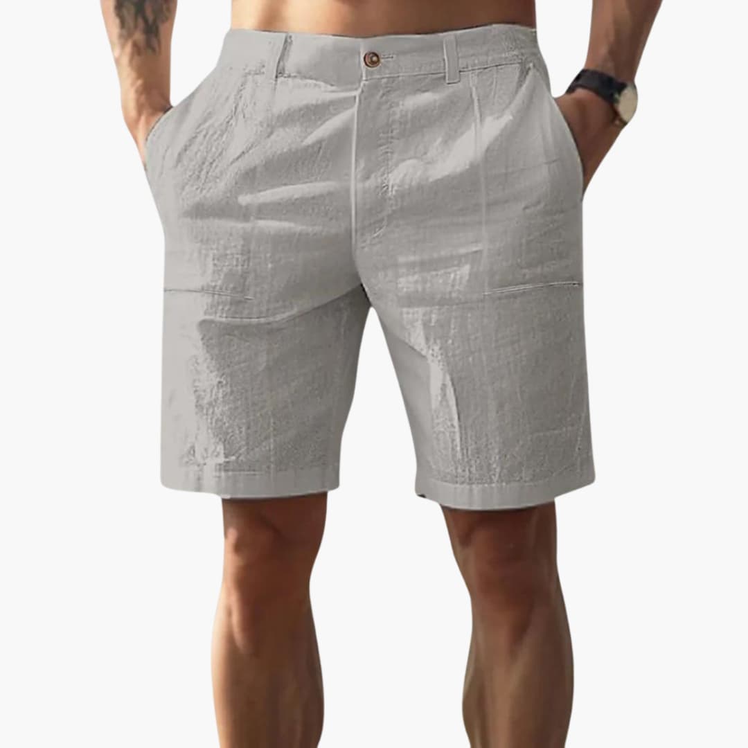 Herren Leinen Shorts mit Reißverschluss und Seitentaschen