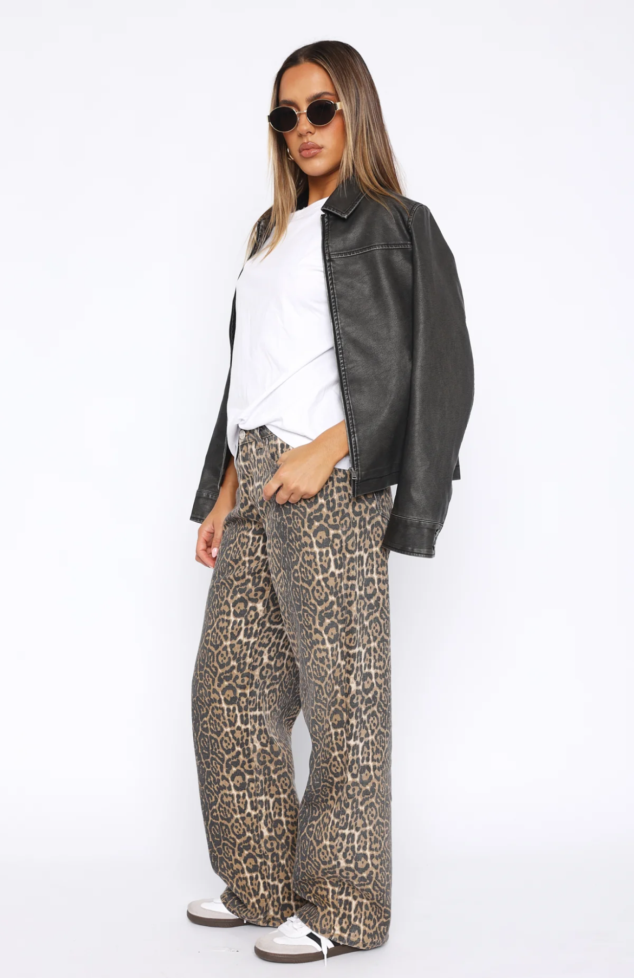 Gia | Jeans mit weitem Bein in Leopard-Optik