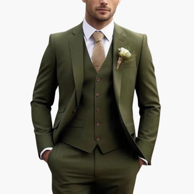 Dreiteiliger Herrenanzug mit maßgeschneidertem Blazer mit langen Ärmeln