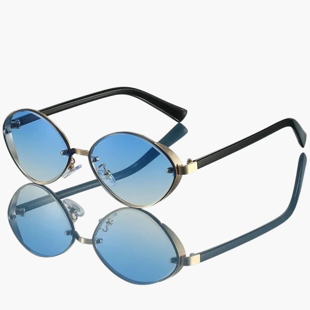 Damen Sonnenbrille mit ovalem Metallrahmen und UV400-Schutz