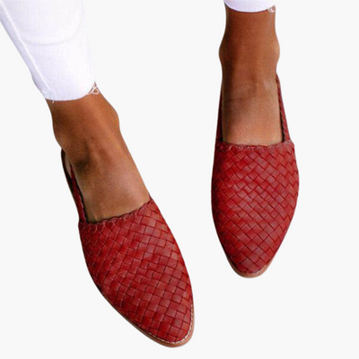 Geflochtene Leder Slingbacks für Damen - Flache Sommerschuhe