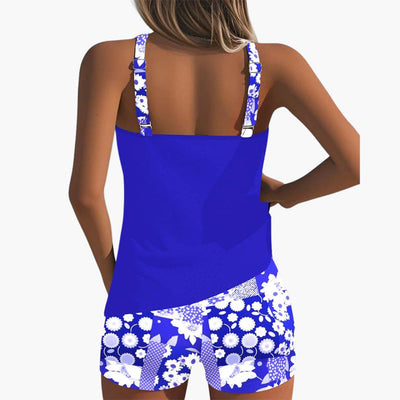 Damen Tankini-Badeanzug-Set mit Blumendruck und Racerback-Ausschnitt