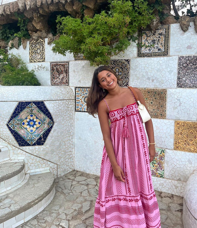 Boho Maxikleid mit Stickerei & Spaghettiträgern – Sommer Chic