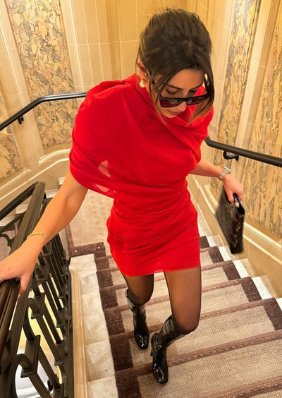 Lynn | Verführerisches Off-Shoulder Kleid in Rot