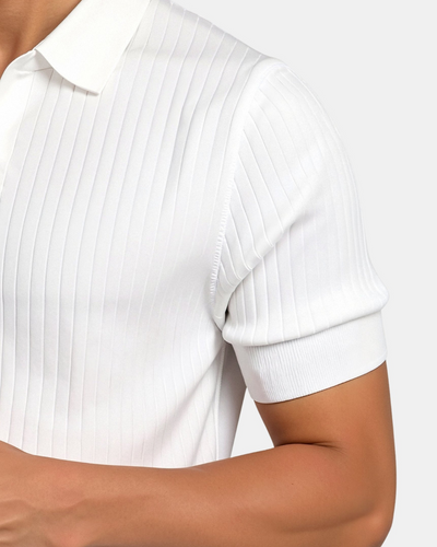 Herren-Poloshirt aus Rippstrick – Offener Kragen, Slim Fit