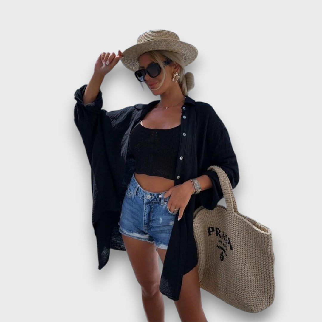 Elira – Oversize-Hemd mit Paillettenstickerei