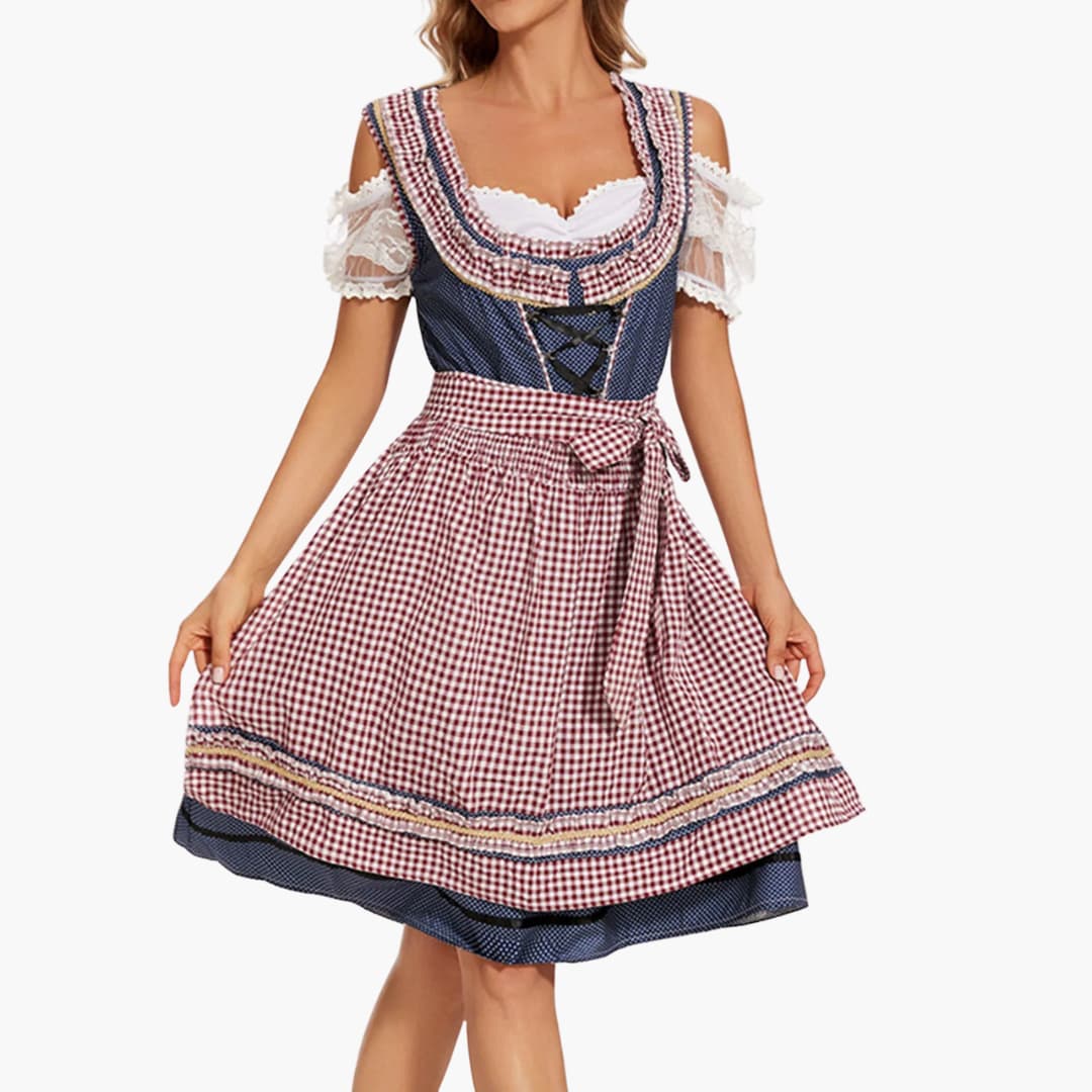 Kariertes Dirndl kleid für Damen - Oktoberfest 2025