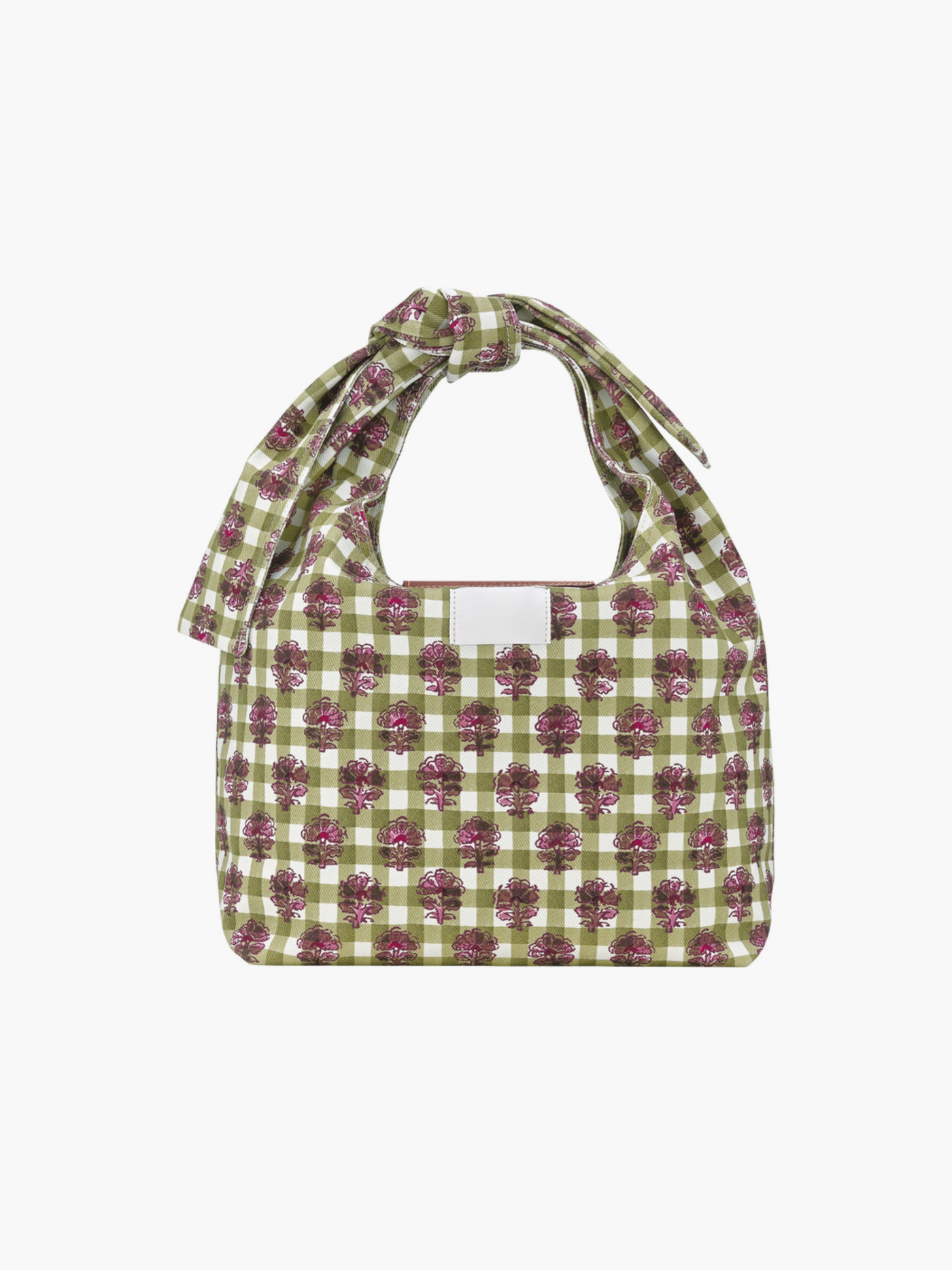 Blumen-Gingham Umhängetasche Damen mit Knotengriff