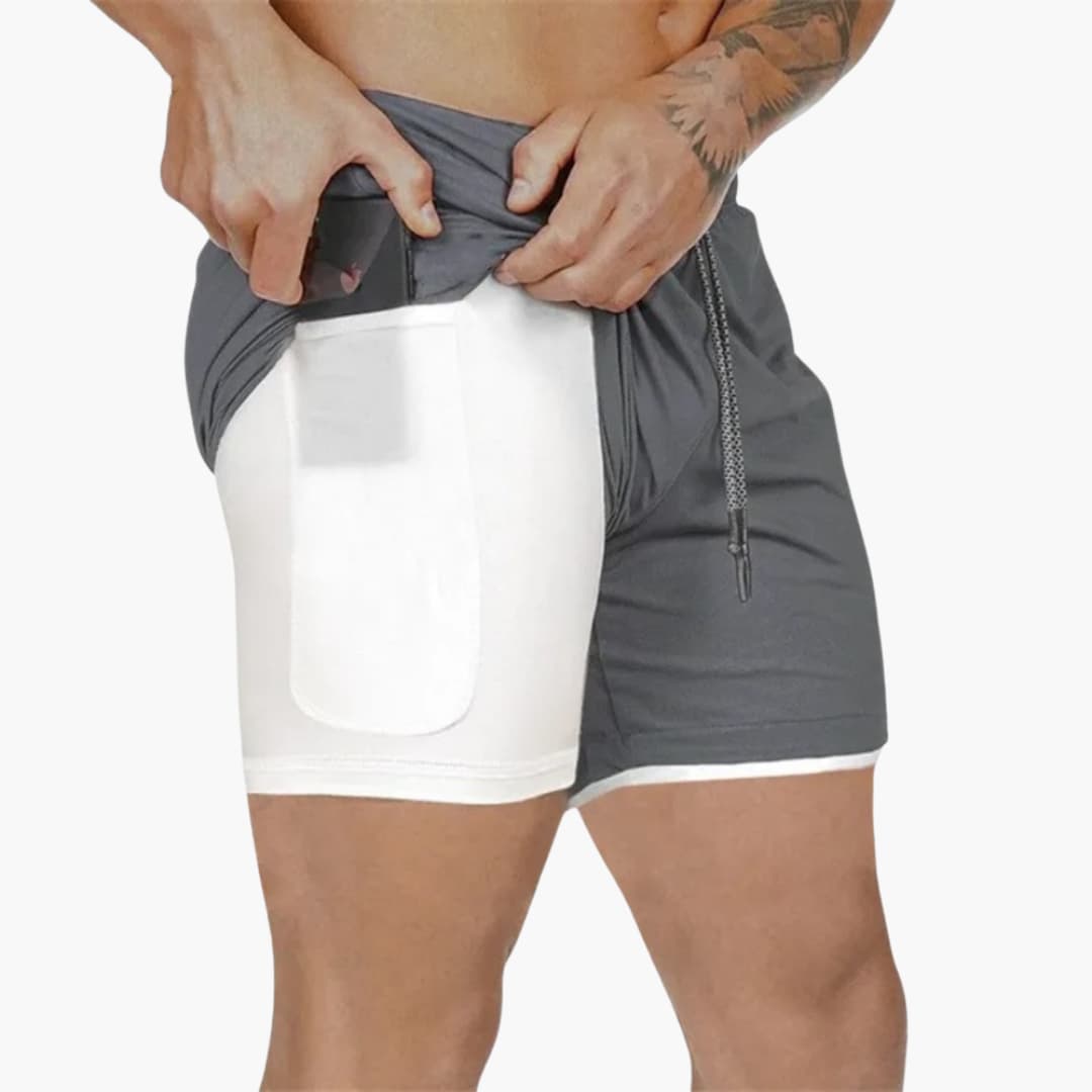 Herren Fitness Shorts mit Innentasche und Kompressionsebene