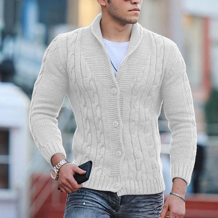 Herren Gestrickte Strickjacke mit Kragen