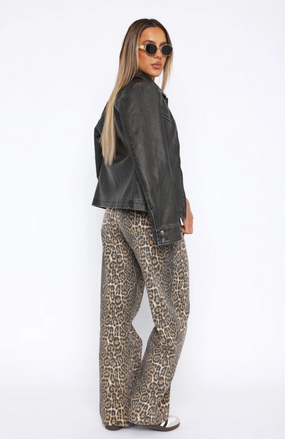 Gia | Jeans mit weitem Bein in Leopard-Optik