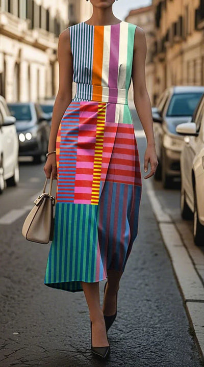 Lorella – Elegantes ärmelloses Kleid Mit Drucken