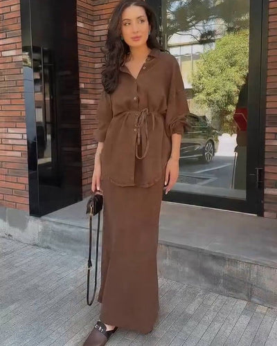 Sandra | Elegantes Zweiteiler Set mit Bluse und Rock