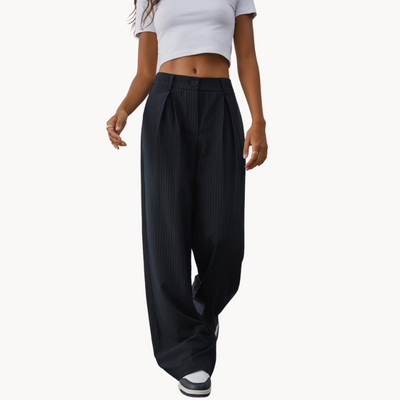 Dalia | Chic Weite Nadelstreifen Design Damenhosen