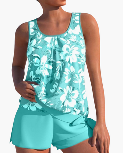 Damen Stilvolles Floral Tankini Set | Zweifarbig