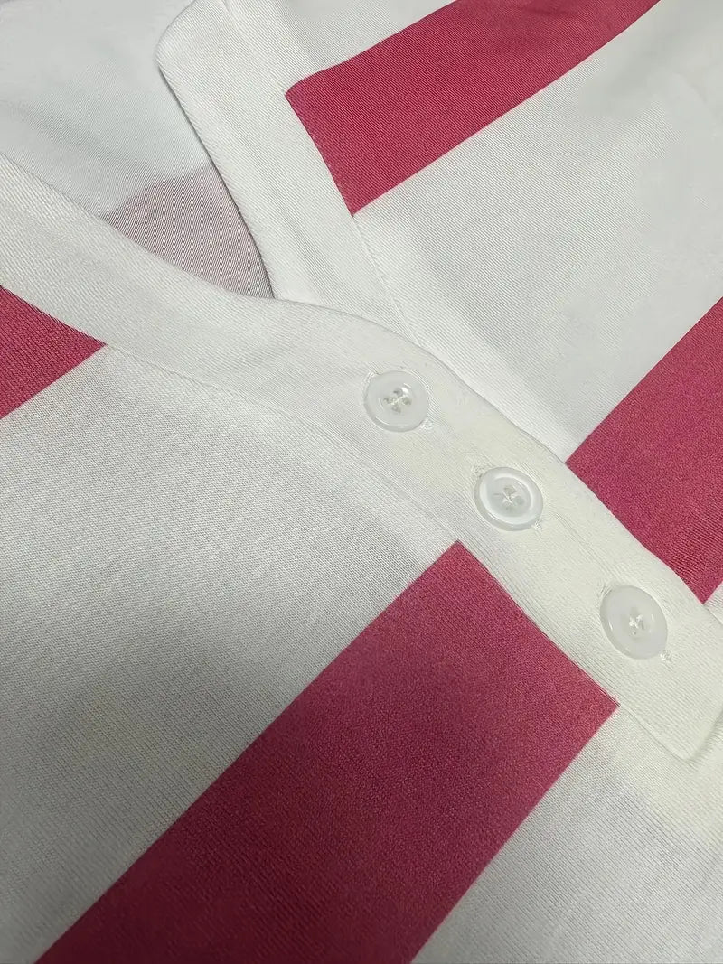 Lovisa™ – Damen-T-Shirt mit Streifen und V-Ausschnitt