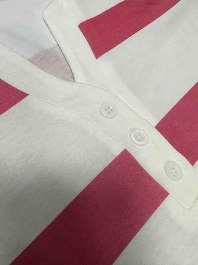 Lovisa™ – Damen-T-Shirt mit Streifen und V-Ausschnitt