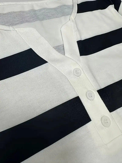 Lovisa™ – Damen-T-Shirt mit Streifen und V-Ausschnitt