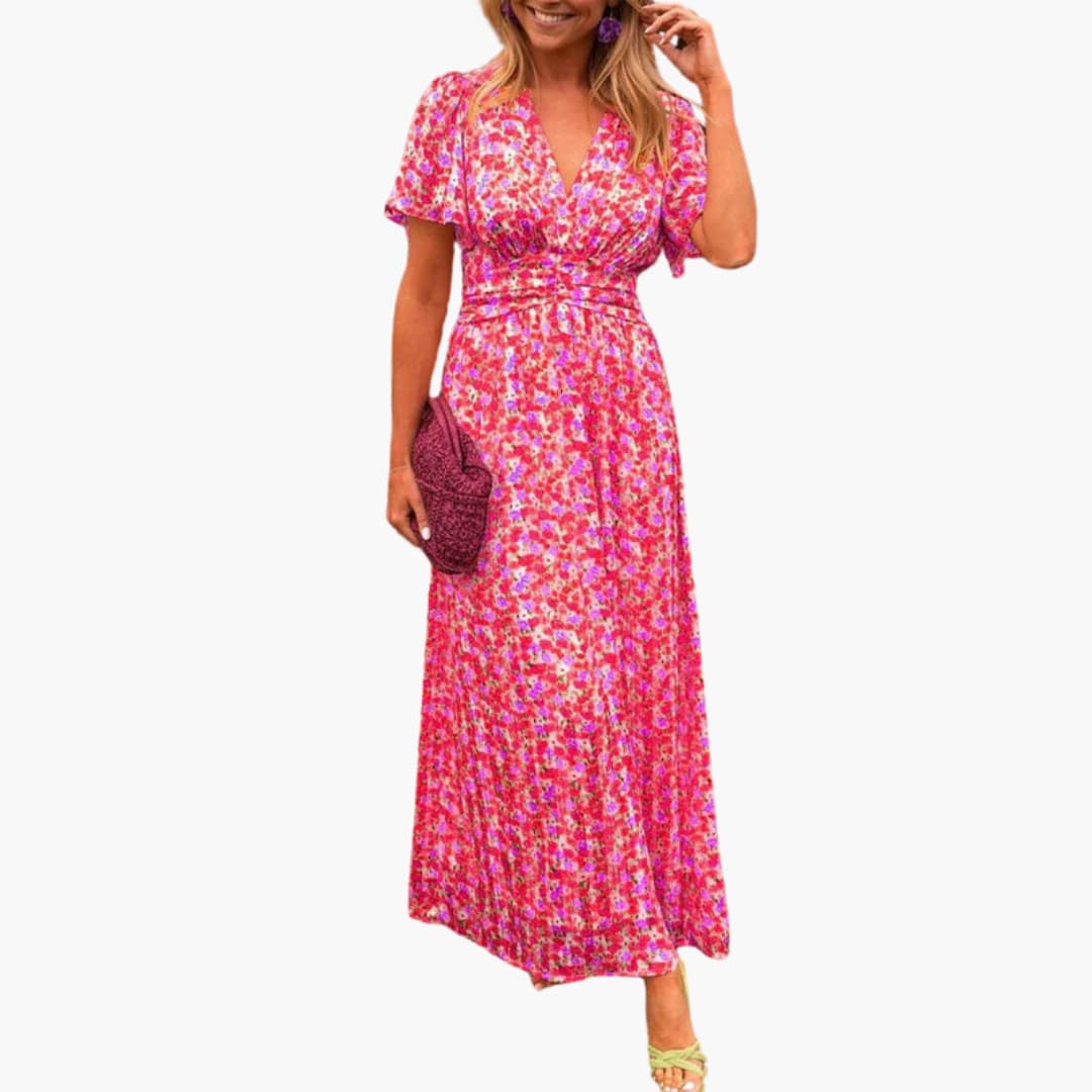 Florales Wickel-Maxikleid - für Damen mit V-Ausschnitt