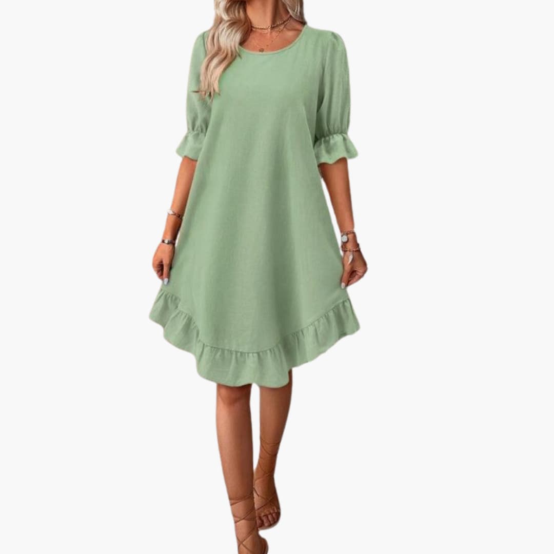 Kleid Damen - Freizeitkleid mit Volants und Puffärmeln Sommer