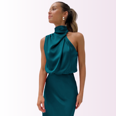 Fiona | Elegantes Abendkleid Mit Hohem Kragen