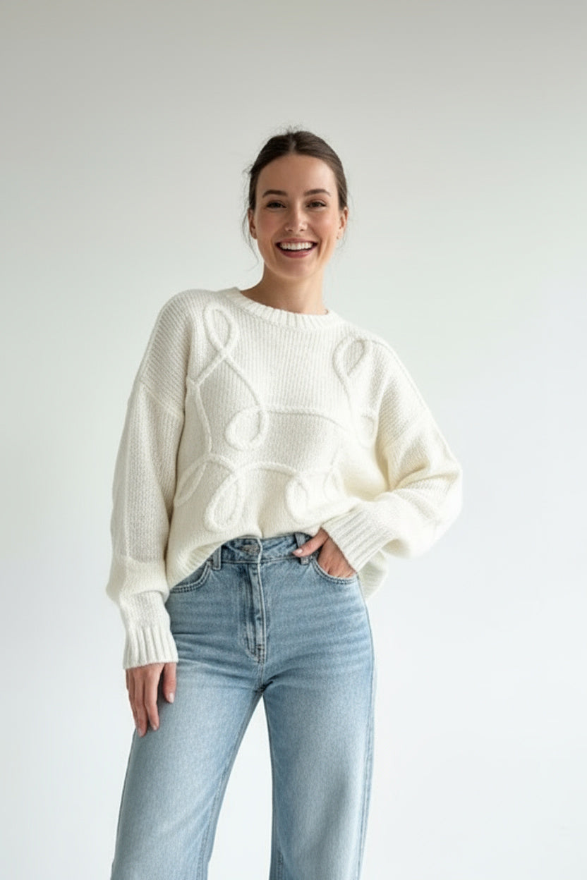 Sienna | Übergroßer Strickpullover Damen Rundhalsausschnitt