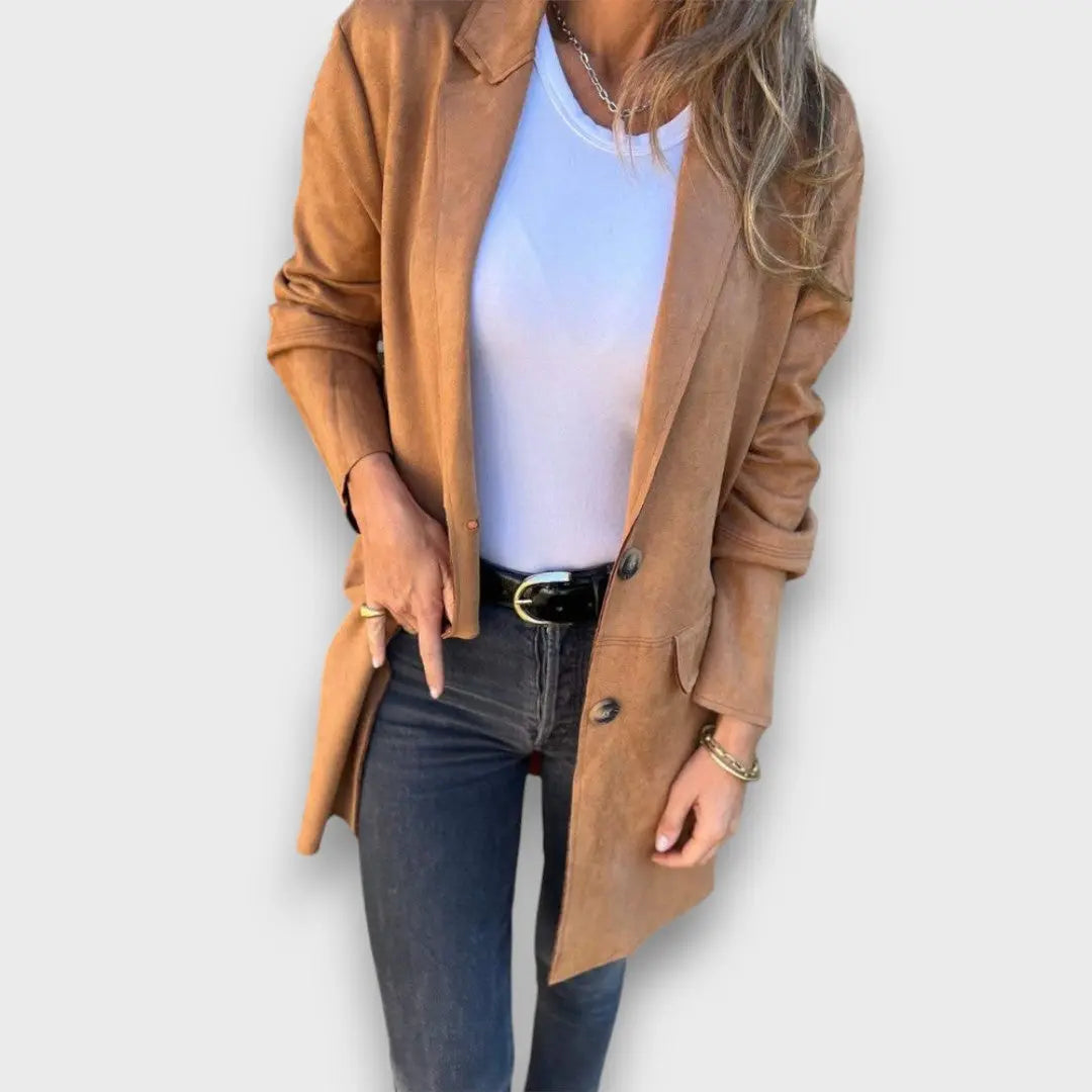 Eloise – Weicher Blazer-Cardigan in Camel