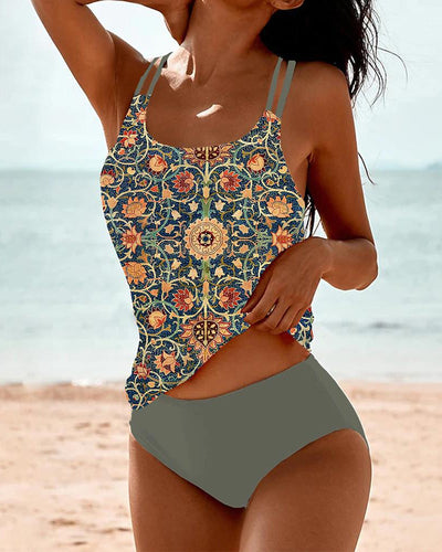 WEINBERG™ - BEDRUCKTER TANKINI MIT DOPPELTEN TRÄGERN