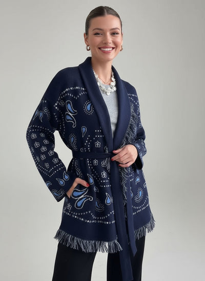 Sarah | Damen Strickpullover Mit Paisley Muster