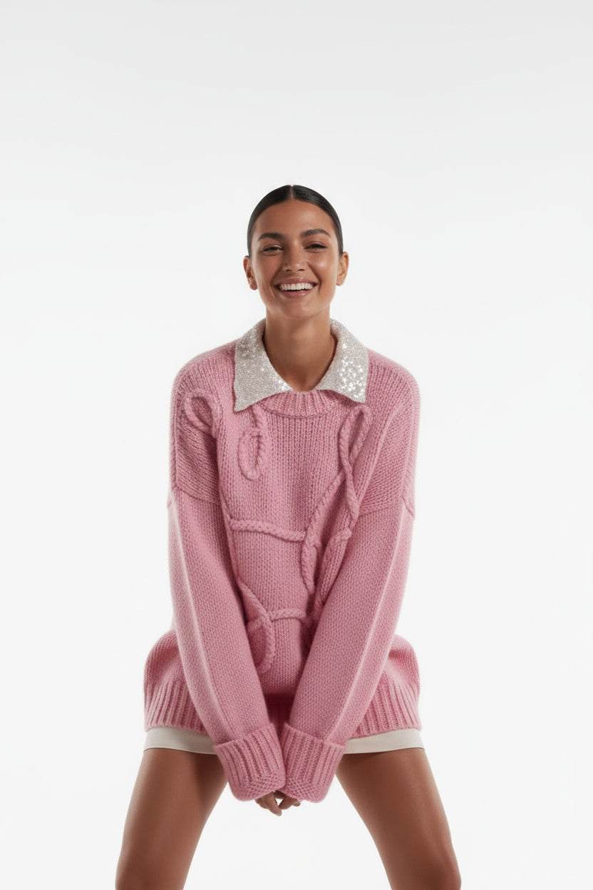 Sienna | Übergroßer Strickpullover Damen Rundhalsausschnitt