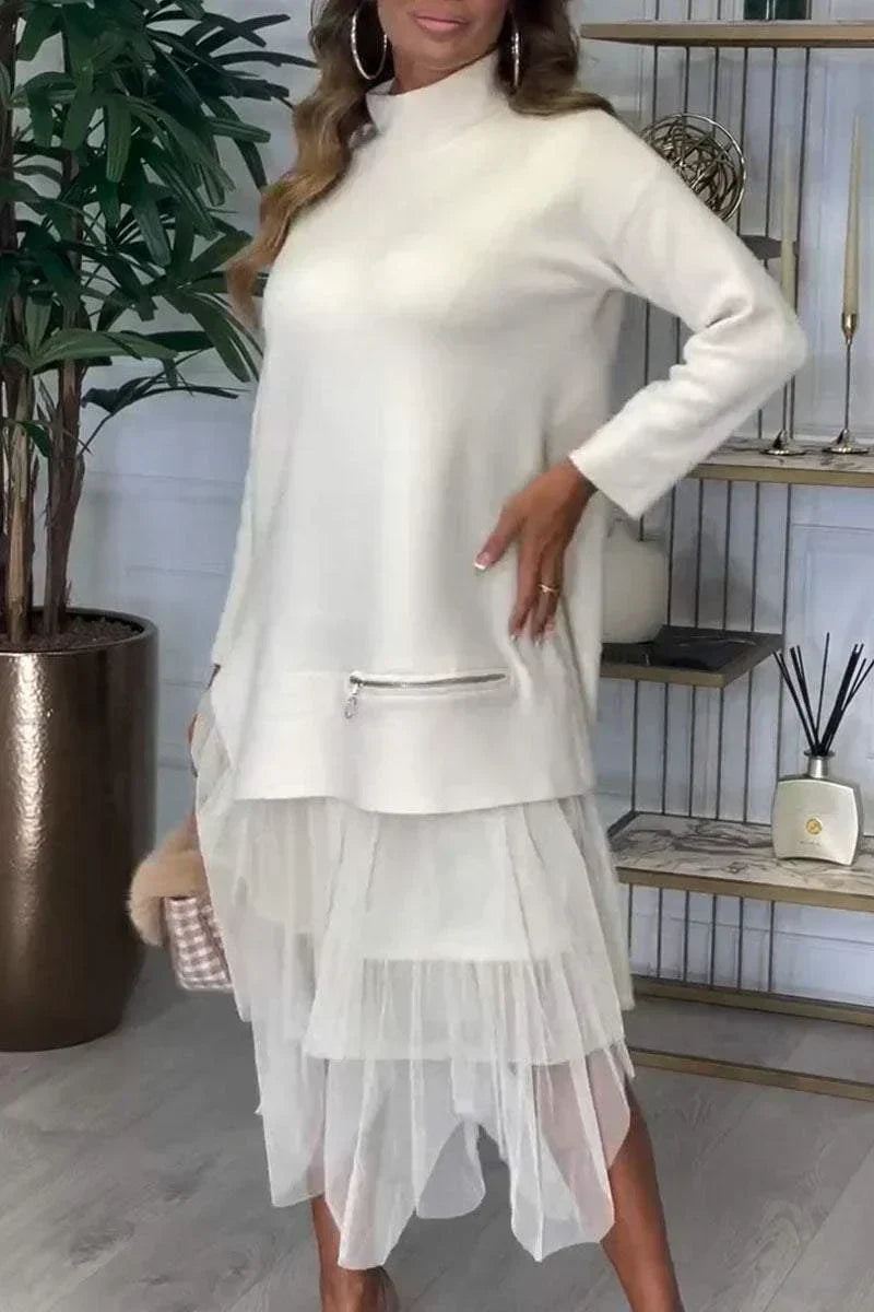 Sonja – Elegantes Netz Patchwork Kleid