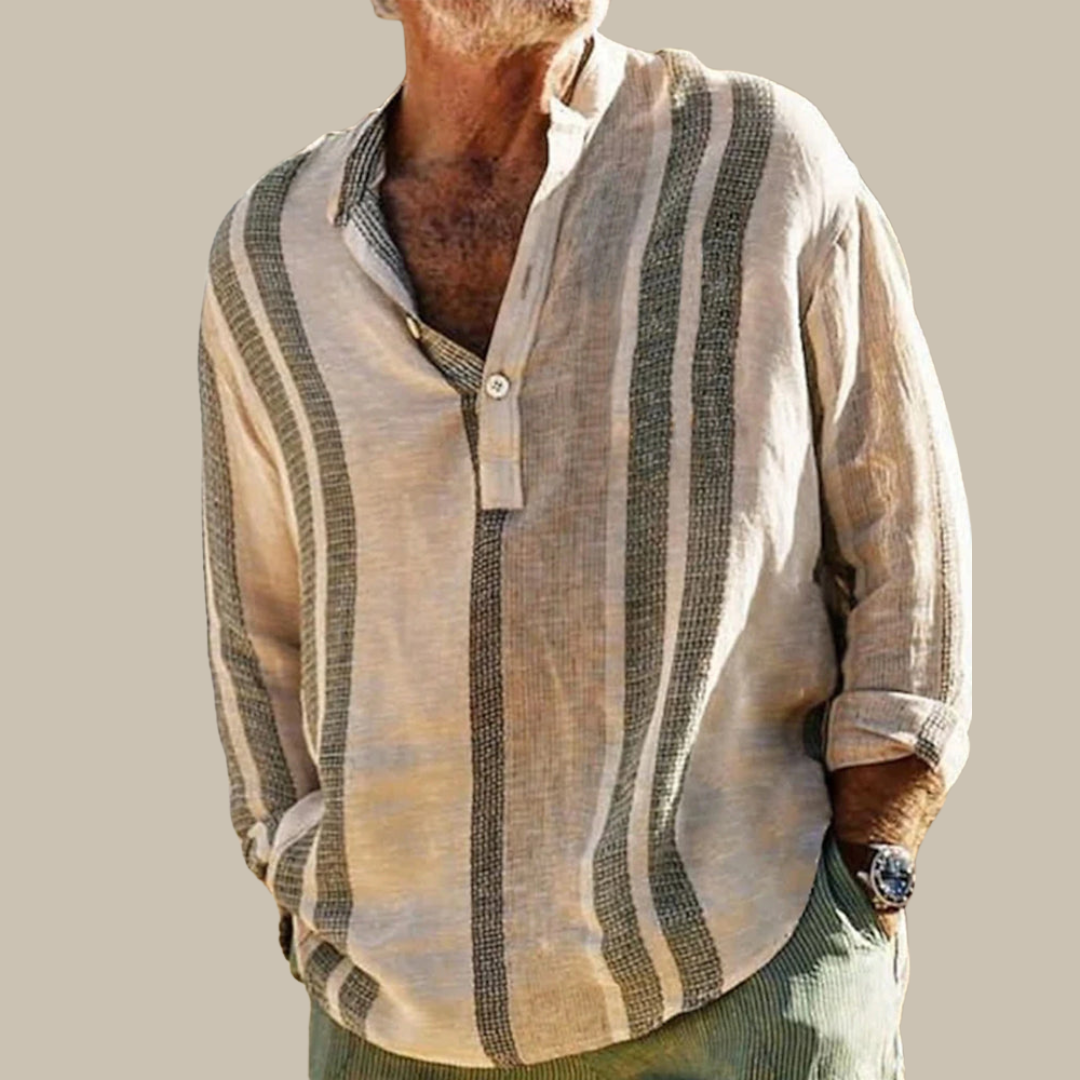 Jasper | Gestreiftes Hemd in Leinenoptik mit langen Ärmeln