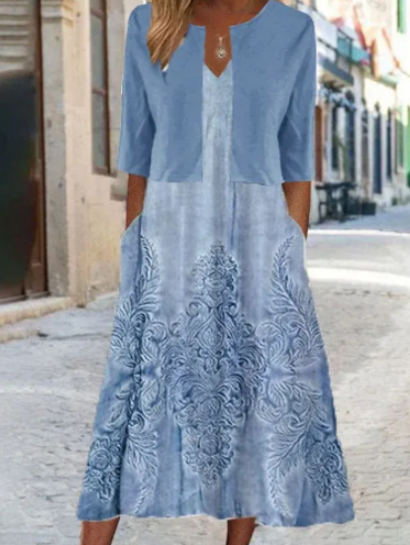 Almuth - Zweiteiliges Midikleid mit Blumendruck