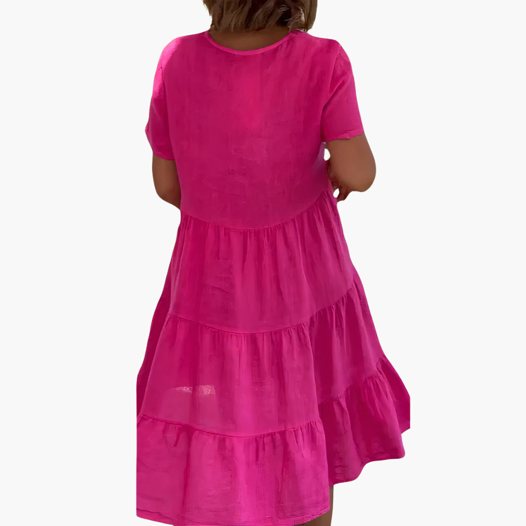 Fließendes V-Ausschnitt-Kleid für Damen - entspannte Passform