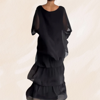 Elvéra – Fließendes Maxikleid mit Rundhalsausschnitt