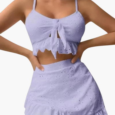 Bikini-Set Damen - 3-teilig mit Rüschen & High-Waist Design