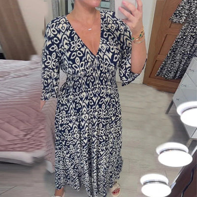 Vera Kleid mit V-Ausschnitt und weiten Ärmeln