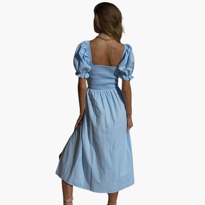 Schulterfreies Kleid für Frauen - Gesmoktes Mieder & Puffärmel