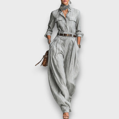 Malvine – Zweiteiliges Set aus Baumwoll-Leinen mit Gürtel