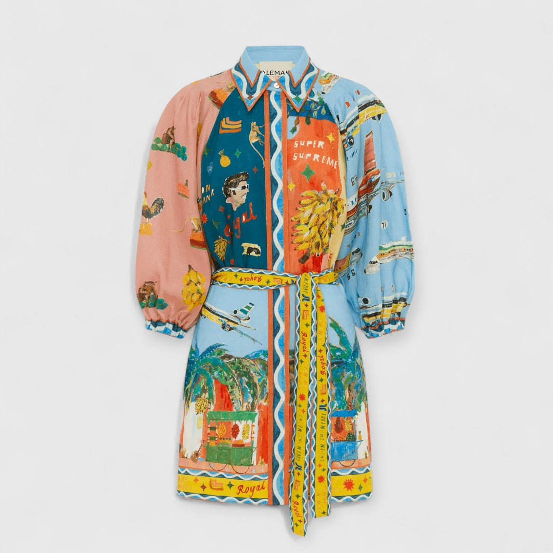 Nella | Buntes Mini-Kleid mit Kunst-Print