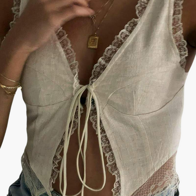 Elegantes V-Ausschnitt Top - Damen Oberteil für den Sommer