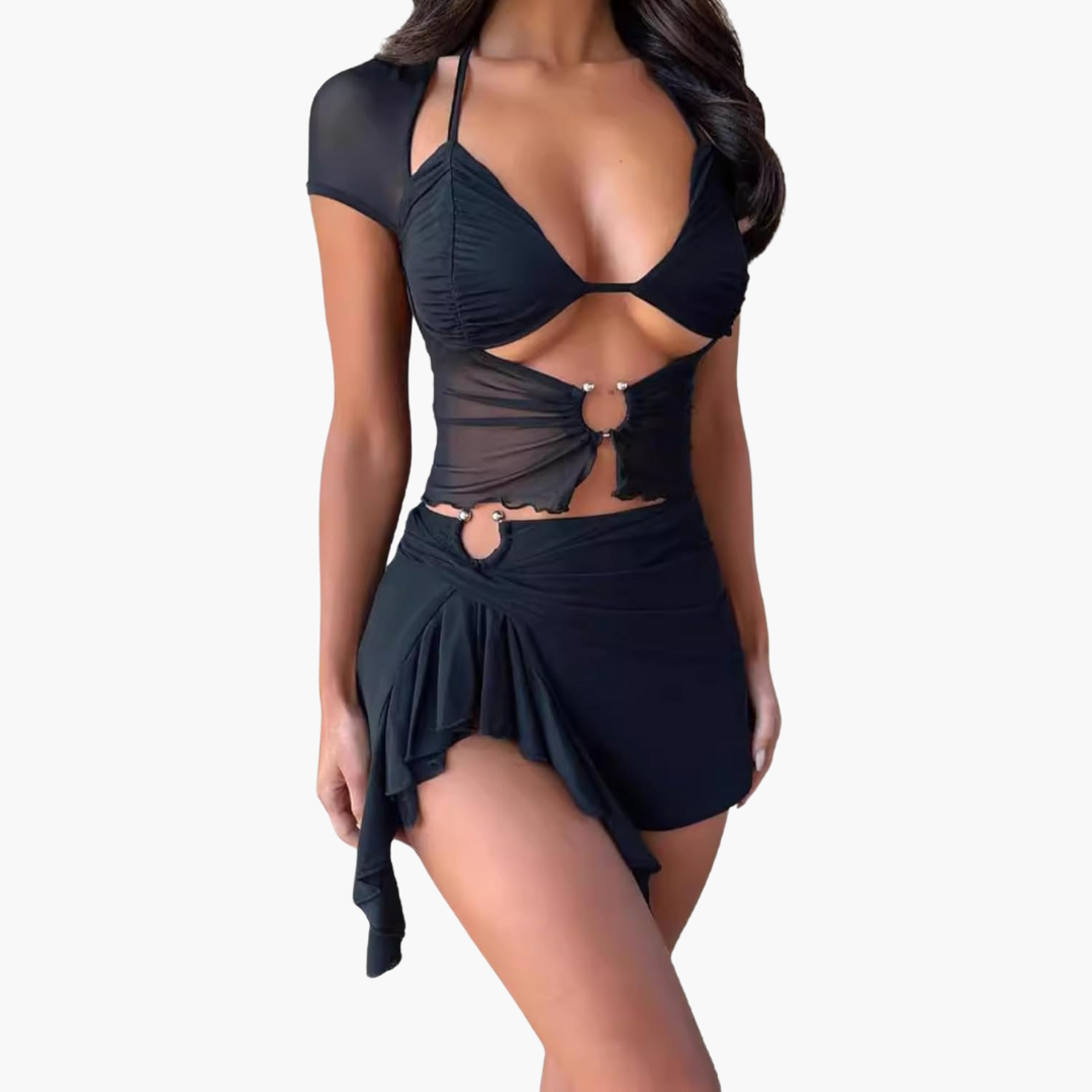 Cut-Out Co-Ord Zweiteiler - Damen Sommerlook für den Strand