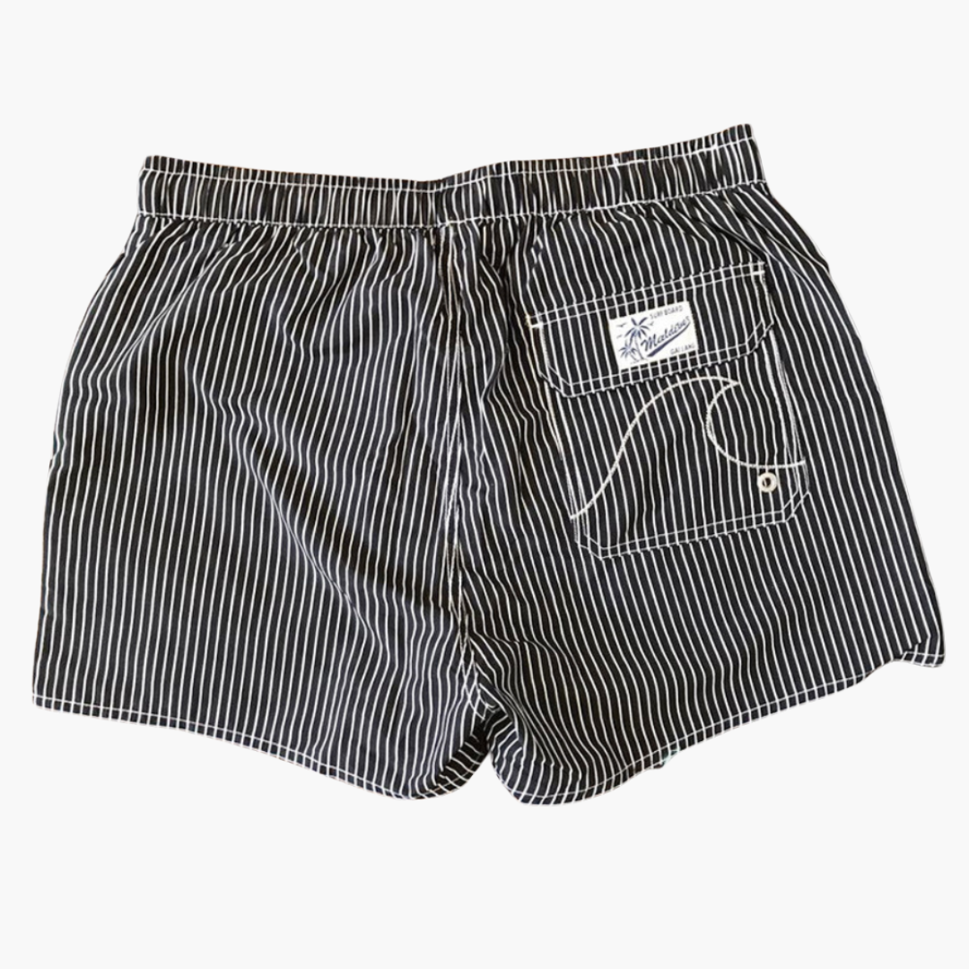 Gestreifte Herren-Badeshorts - mit Tunnelzug und Seitentaschen