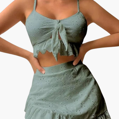 Bikini-Set Damen - 3-teilig mit Rüschen & High-Waist Design