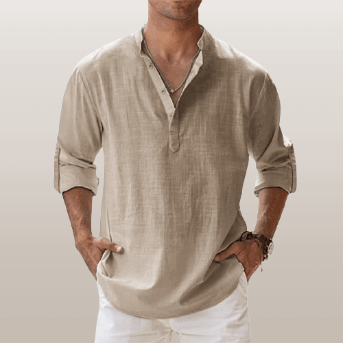 Relaxed Fit – Leinen-Henley für Herren